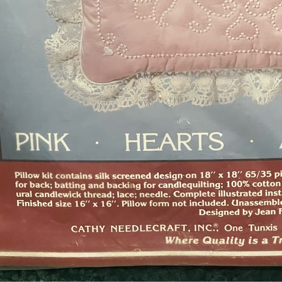 Cathy Needlecraft Candle Quilting Pillow Kit #8003 Pink Hearts And Tulips New - Picture 4 of 9